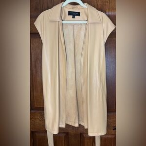 Marc New York Women’s Tan Faux Leather Belted Tunic Sleeveless Top Size L